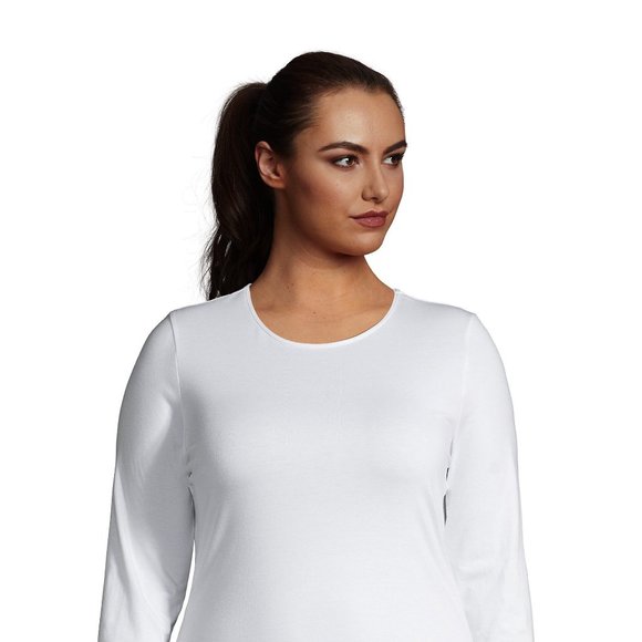 NWT LANDS' END WOMEN'S LONG SLEEVE LWCM CREW TOP WHITE SMALL - Picture 3 of 6